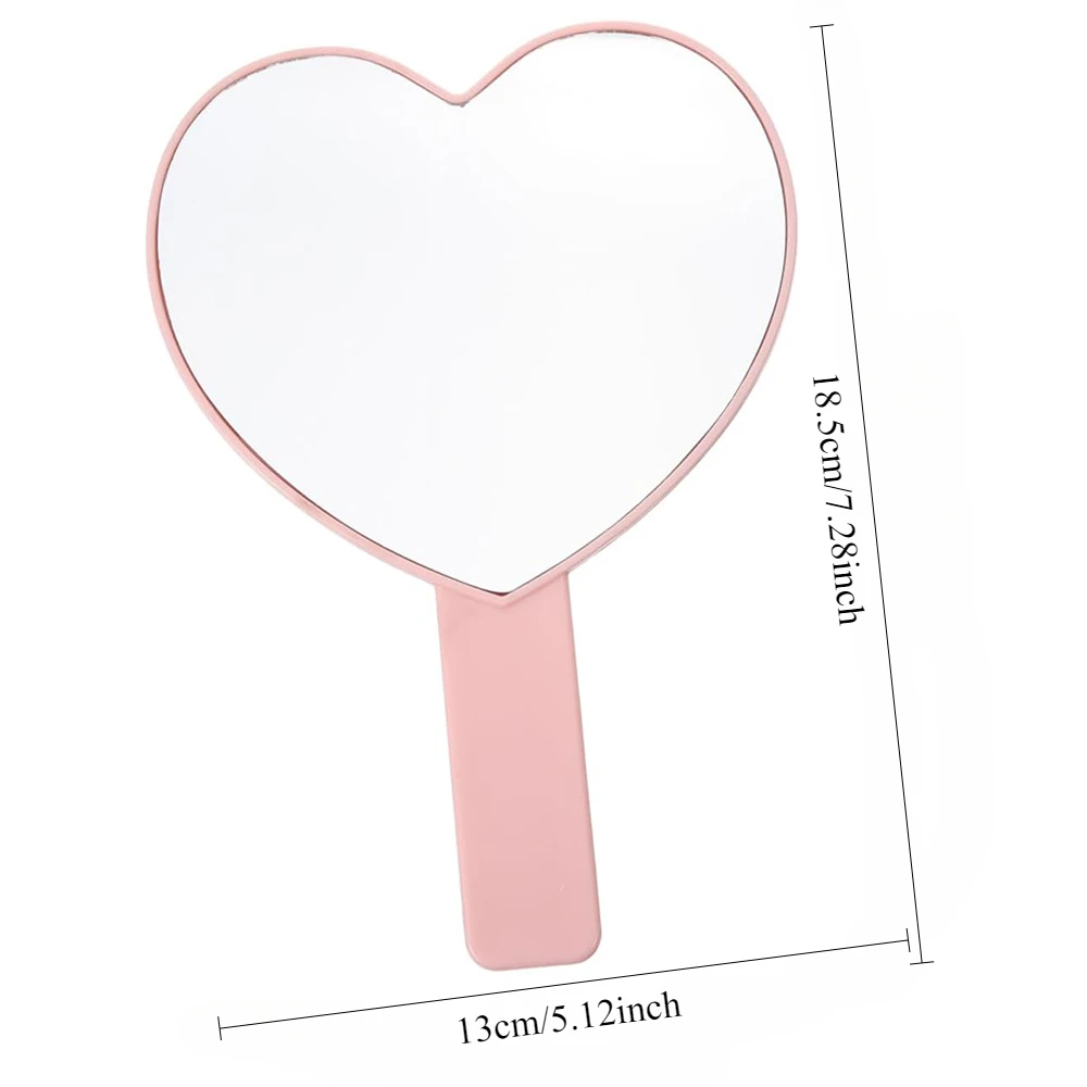 กระจกพกพาทรงหัวใจพร้อมที่ถอนขนคิ้ว กระจกแต่งหน้าแบบพกพา กระจกมือถือน่ารักสำหรับโกนหนวด ด้านเดียว