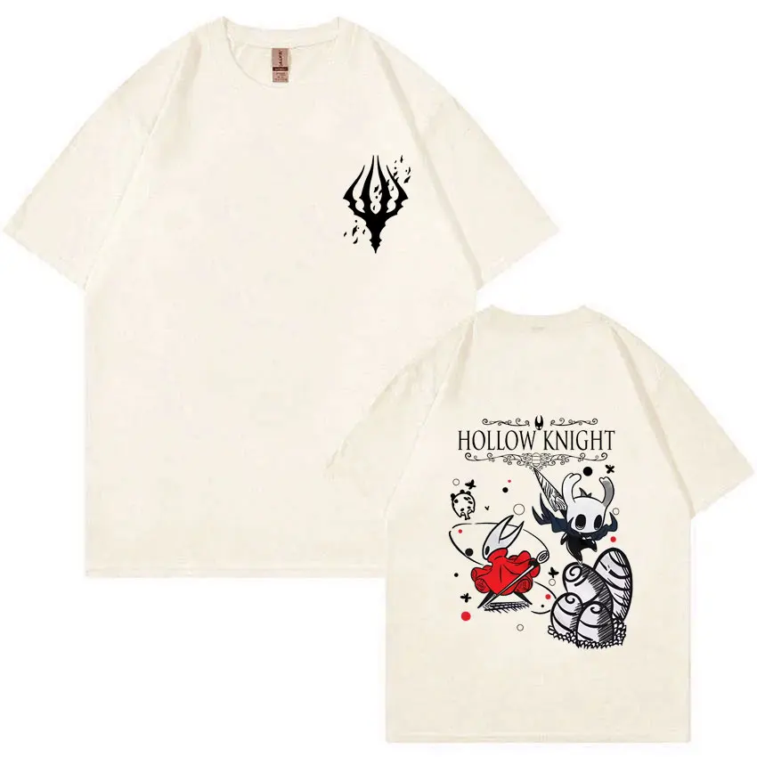 

Hollow Knight Double Sided Graphic T-shirt Men Women Game Lover T Shirts Unisex Fashion Cartoon Oversized Short Sleeve Tshirt