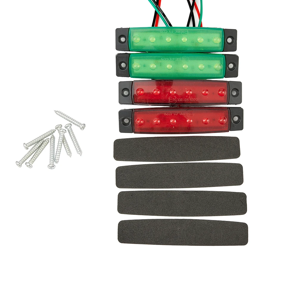 DC12V Waterproof Navigation 6LED Lights, Red+Green Boat Stern Lamp Set, ABS Shell, Low Power Consumption, Easy to Install