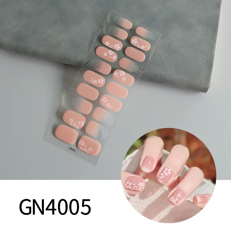 Pegatinas de uñas UV para dedos, tiras de uñas de Gel francés, parches deslizantes, adhesivos coreanos, sin necesidad de lámpara UV, 20 tiras