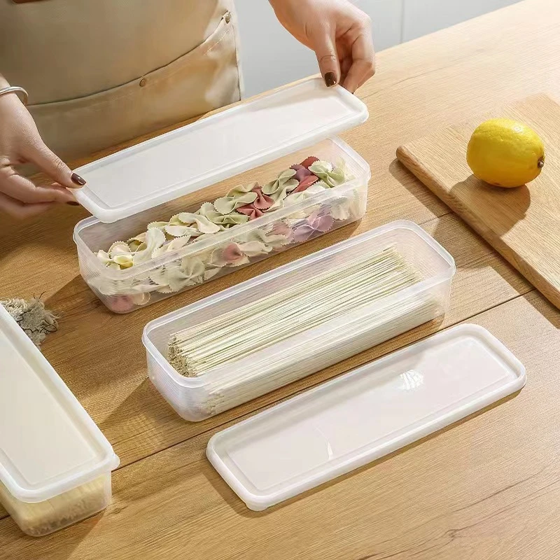 Kitchen Noodle Spaghetti Container Cereal Pasta Storage Box with Cover Kitchen Sealed Transparent  Refrigerator Food Container