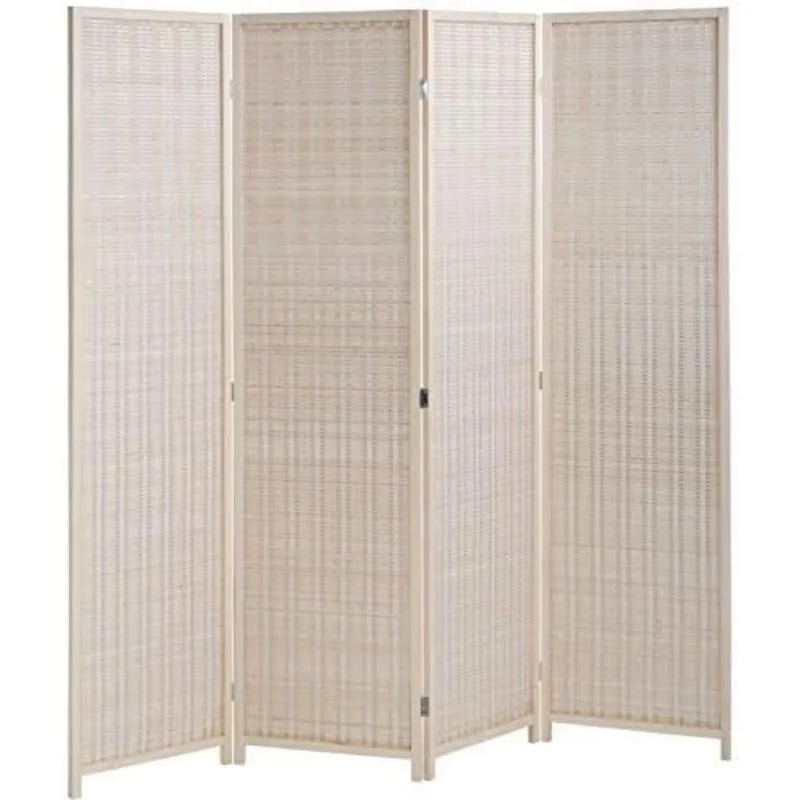 Bamboo Room Divider Folding Privacy Wooden Screen 4 Panel 72 Inches High 17.7 Inches Wide Room Divider