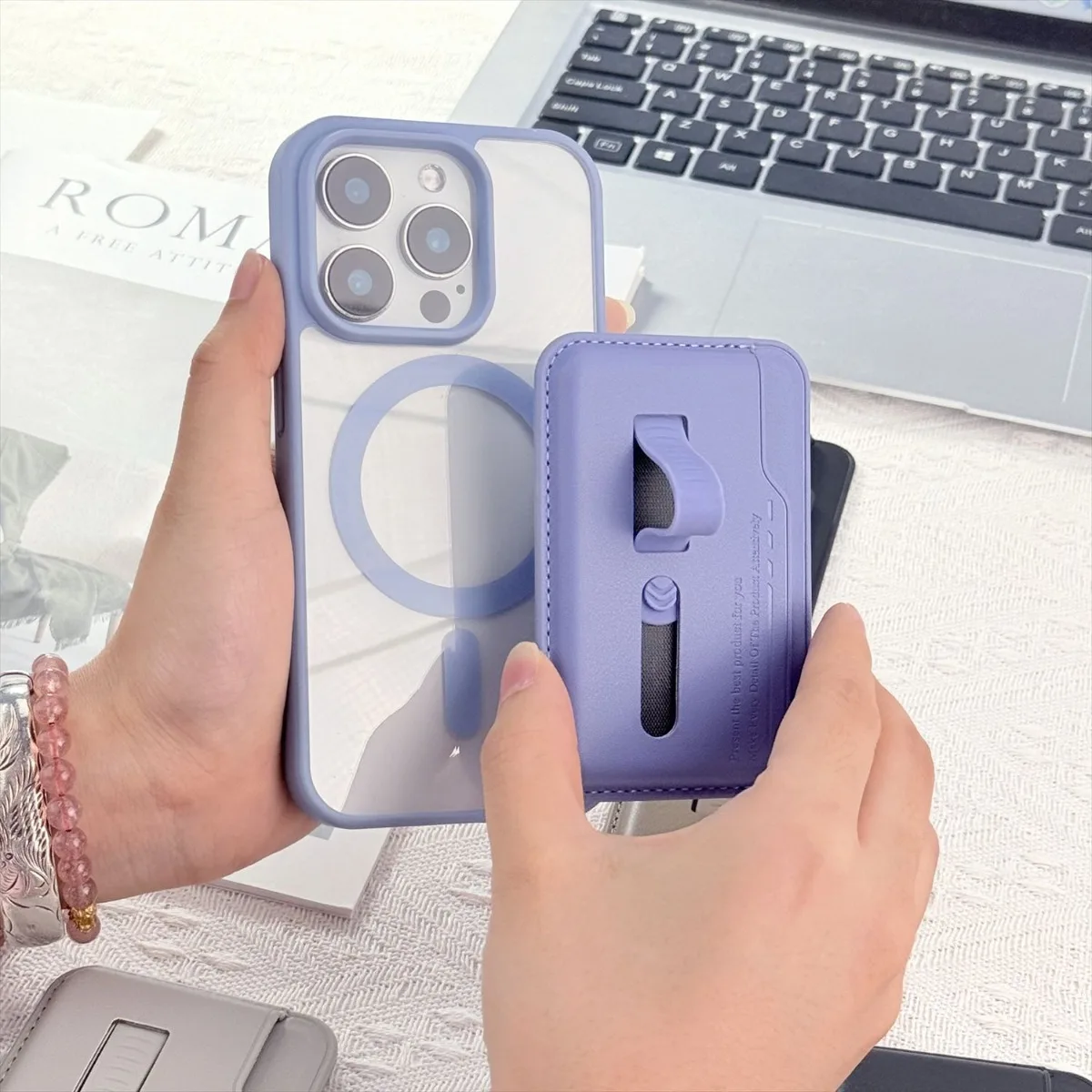 

Сильный магнитный чехол-держатель для карт с отделениями для карт для Magsafe IPhone 17, 16, 15, 14, 13, Pro Max с отделениями для карт, кольцо на палец, ремешок на запястье