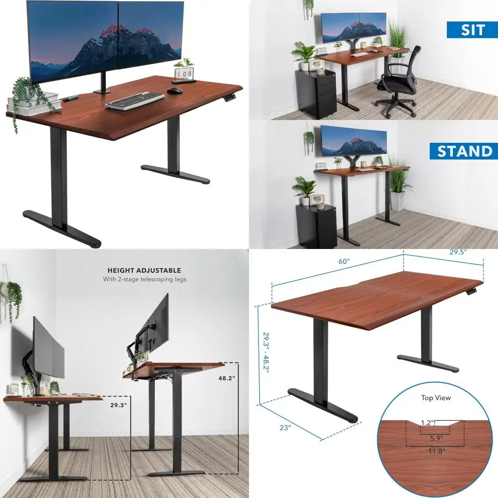 

60" Hazelnut Woodgrain Electric Adjustable Height Desk with Memory Presets and Ergonomic Features