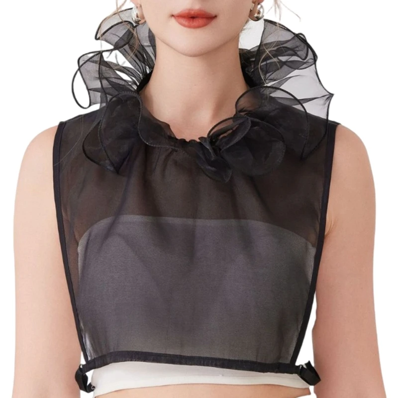 

Ruffled Lace Faux Collar Detachable Collar Elegant Neckwear For Women Outfit Styling Neck Accessory Daily Wear Decors Y166