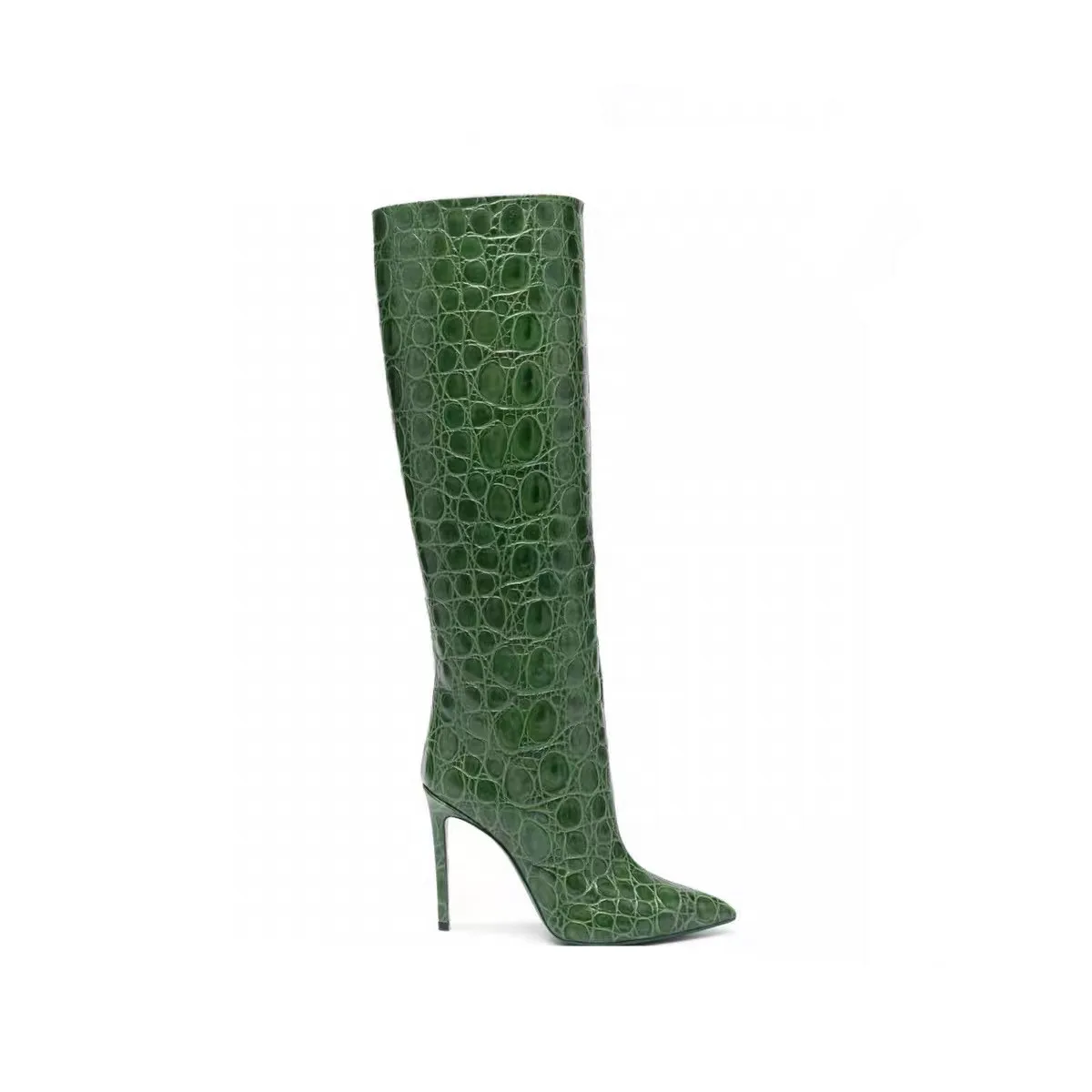 

2026 New Snake Print Boots 8cm Thin Heel Leather Knee High Long Boot Sexy Party Size 34-46 Stylish Unique Footwear