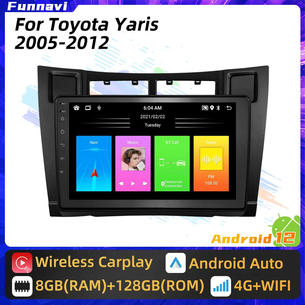 2 Din Android Car Radio for Toyota Yaris 2005 - 2012 Car Multimedia Video Player Navigation GPS WIFI FM Head Unit Autoradio