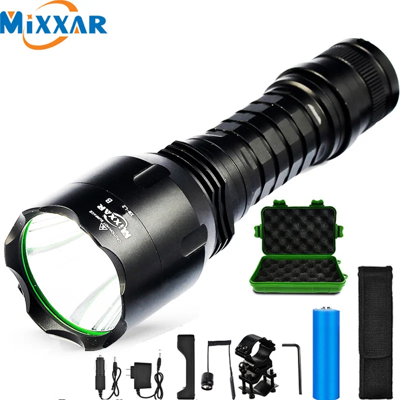 ZK30 LED Flashlight Tactical C8 L2 Cold Natural White Light Rechargeable 18650 Battery Camp bright Lamp Torch Lanterna