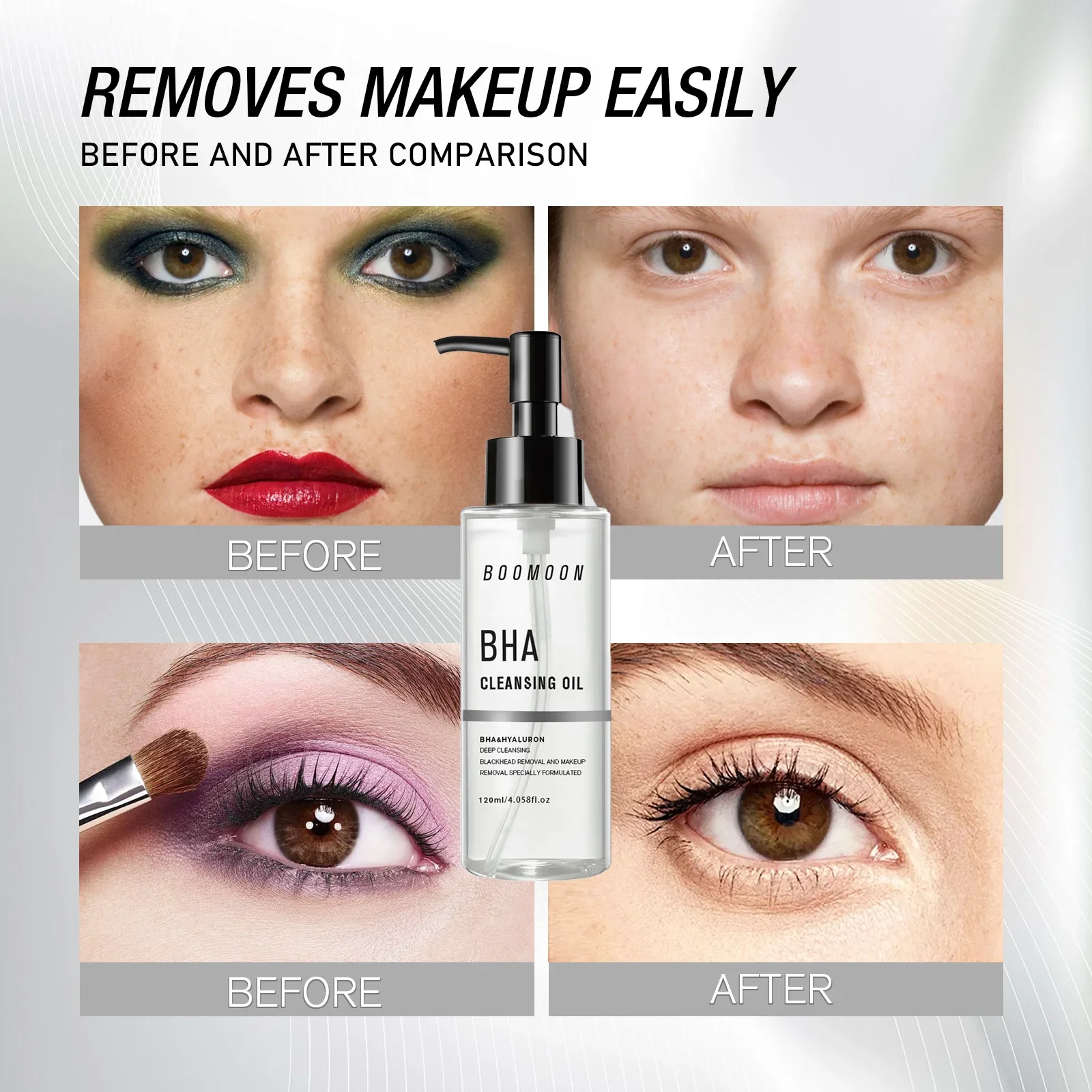 BOOMOON 120ml サリチル酸メイク落としオイル |   黒ずみ＆メイク落とし |   ニキビ肌のための優しいディープクレンジング