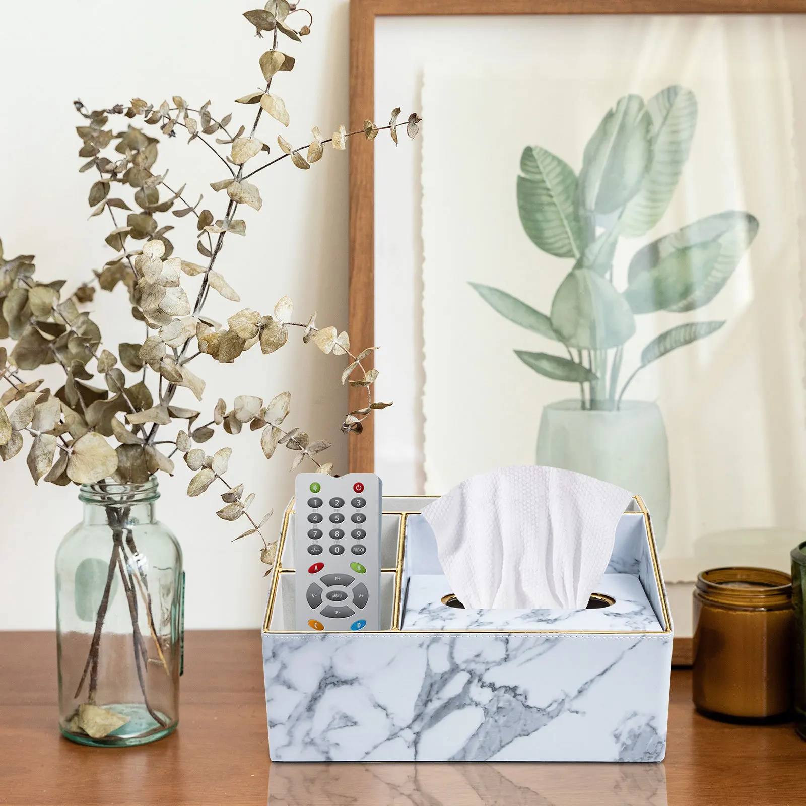 

Capacity Storage Box Home Supplies PU Desktop Organizer Remote Controller Holder Tissue Container Office