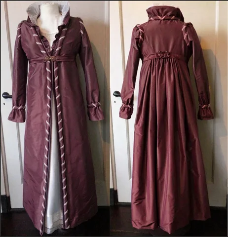 Medieval Regency Jane Austen Open Robe Jacket With Dress Set Vintage High Waist Line Dress Costume Custom Made
