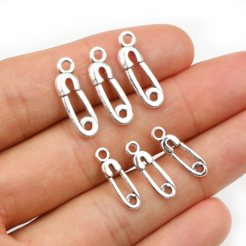 50pcs 19x6mm 16x5mm Antique Silver Plated Paper Clip Handmade Charms Pendant:DIY for bracelet necklace