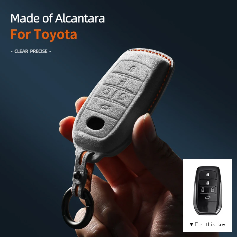 Alcantara Car Key Case Cover Shell For TOYOTA  Sienna Fortuner Hybrid Vehicles Alphard PREVIA Voxy 2021 2022