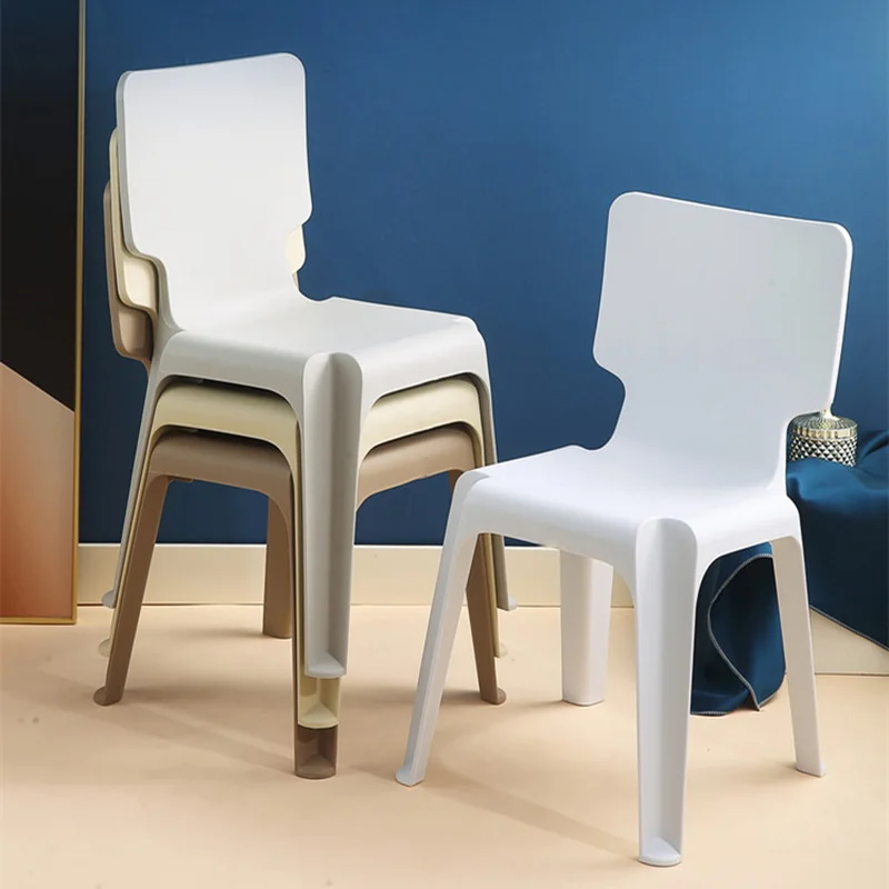 Household Fashion Creative Thickened Adult Dining Chair Stackable Backrest Chair Non slip Durable Leisure Plastic Chair