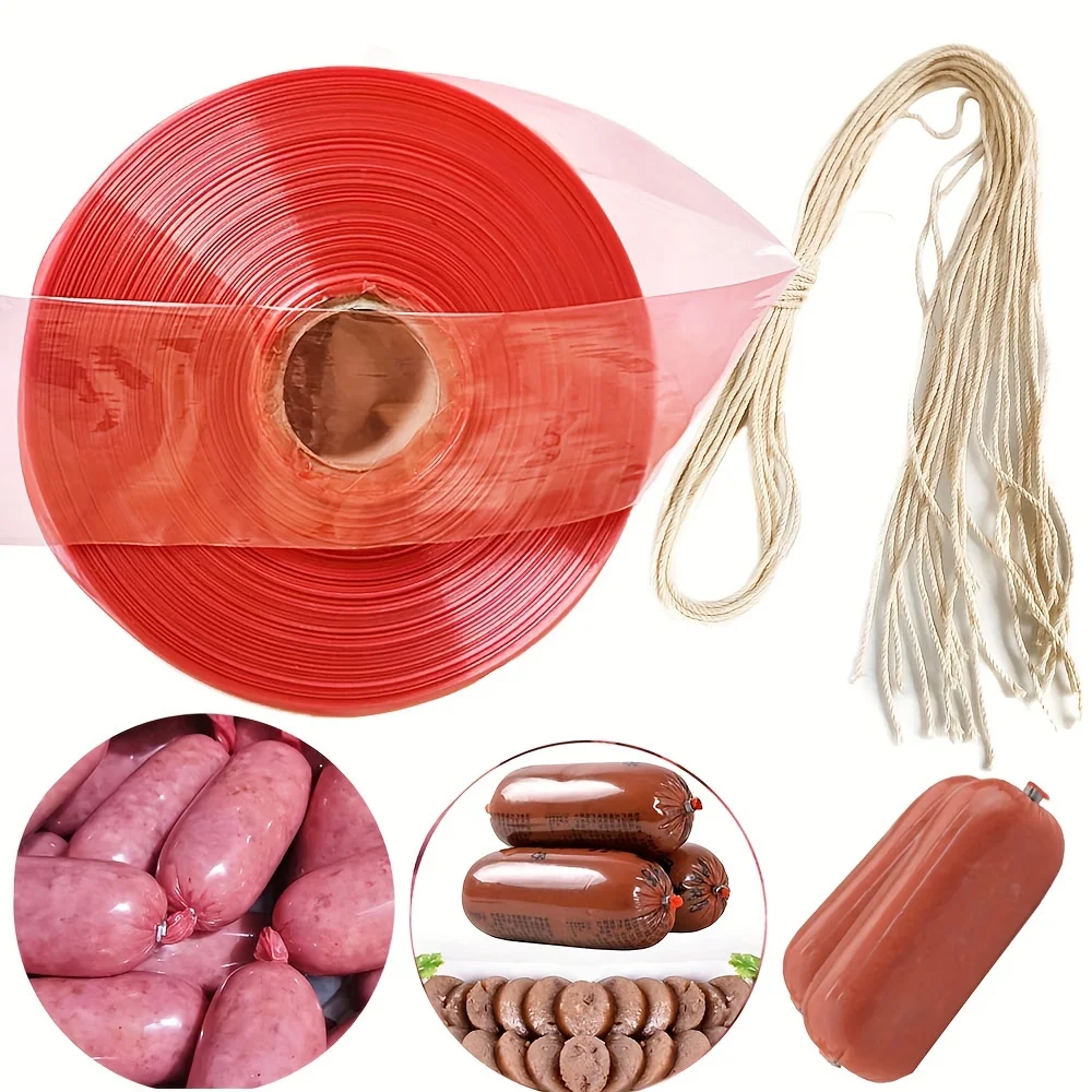 Breite 85 mm, Durchmesser 55 mm, Kunststoff, Tranperant, rote Wursthülle, Fleischfüllwerkzeuge, Wurstmaschine, Maschine, Kochen, Küchenutensilien