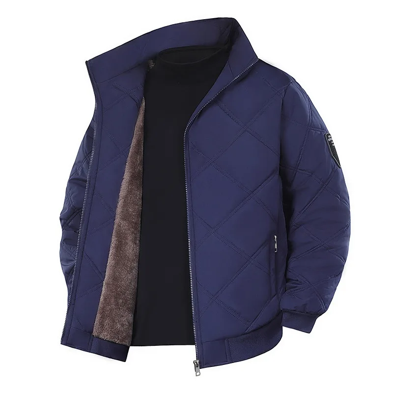 

Men's Autumn and Winter Solid Color Zipper Cardigan High Collar Flocked Pocket Fashion Casual Jacket Cotton Top