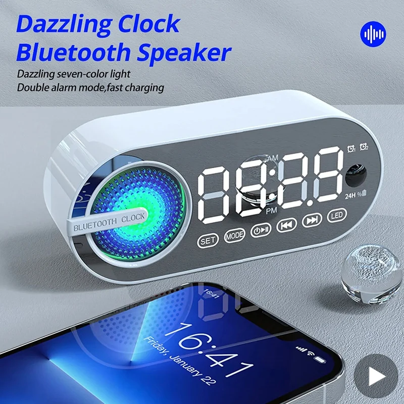 Alarm Clock Caixa De Som Bluetooth Speaker Wireless Radio FM Subwoofer Bocina Bass Lamp Coluna Column Portable Sound Box Music