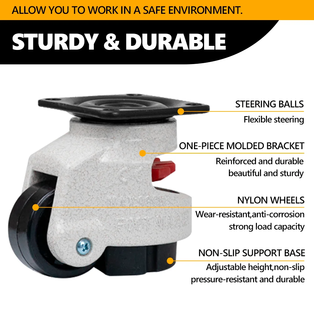 Retractable Leveling Casters, Telescopic Horizontal Adjustment Caster, Universal Anti-slip Wheel, for Vending, Workbench Machine