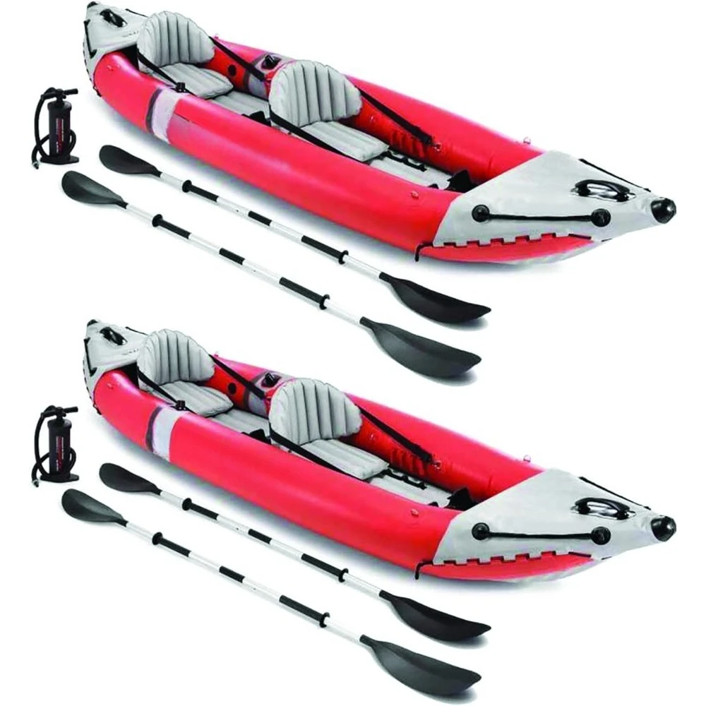 

Inflatable Kayak Set: Includes Deluxe 86in Kayak Paddles and High-Output Pump – SuperTough PVC – Adjustable Bucket Seat