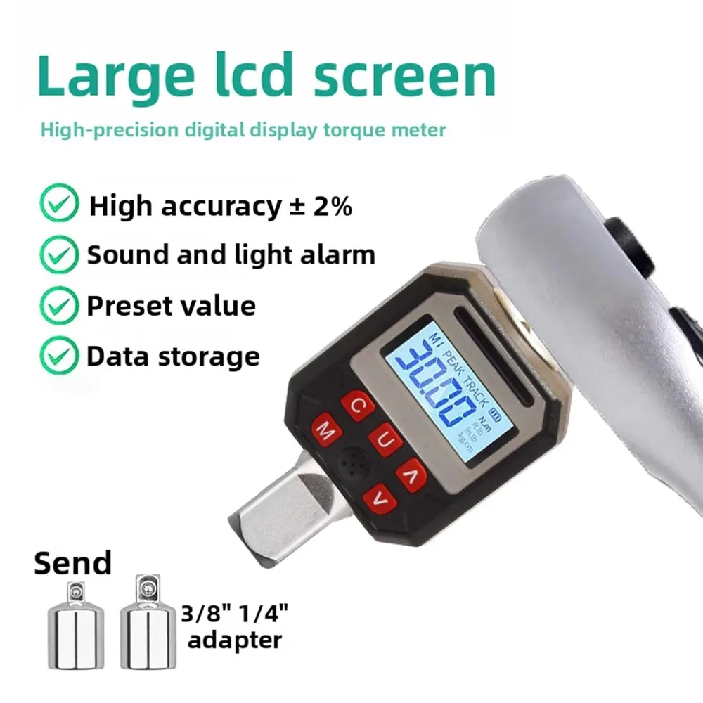 1/2in Drive Digital Torque Adapter 17-340Nm Range 2% Accuracy Torque Tester Converter Color LCD Display 4 Units (Metric SAE)