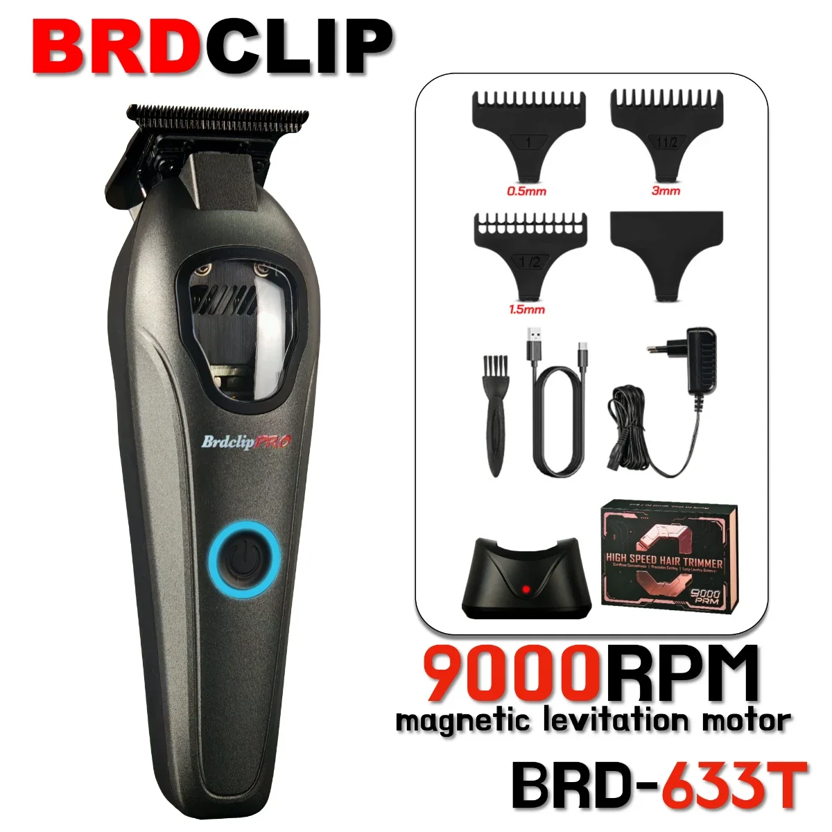 ماكينة تشذيب الشعر الاحترافية BRD 633T ماكينة قص الشعر للرجال بمحرك متوسط 9000 دورة في الدقيقة مع قاعدة DLC ماكينة قطع صالون الحلاقة #2
