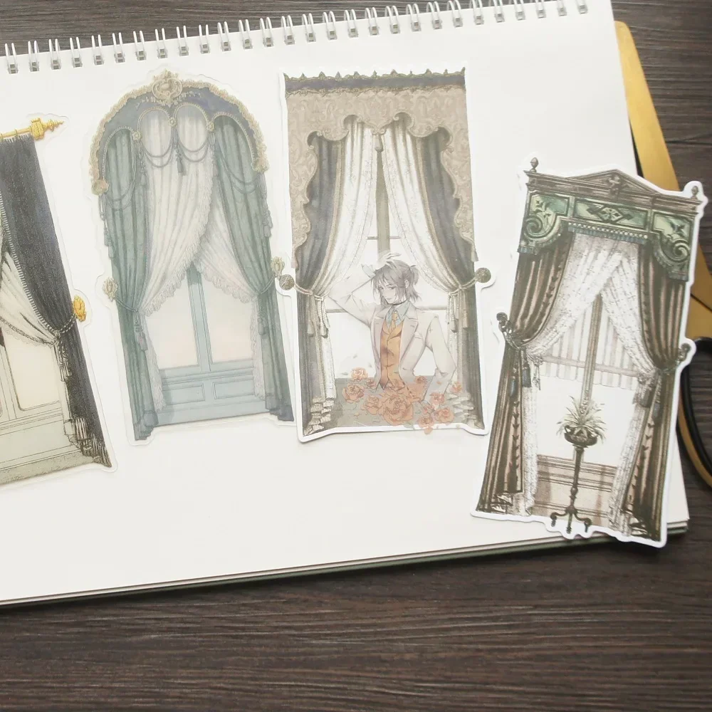 

10 Sheet French Window of Castle Design Craft Paper PVC Card Gift Message Card Scrapbooking DIY Background Decoration