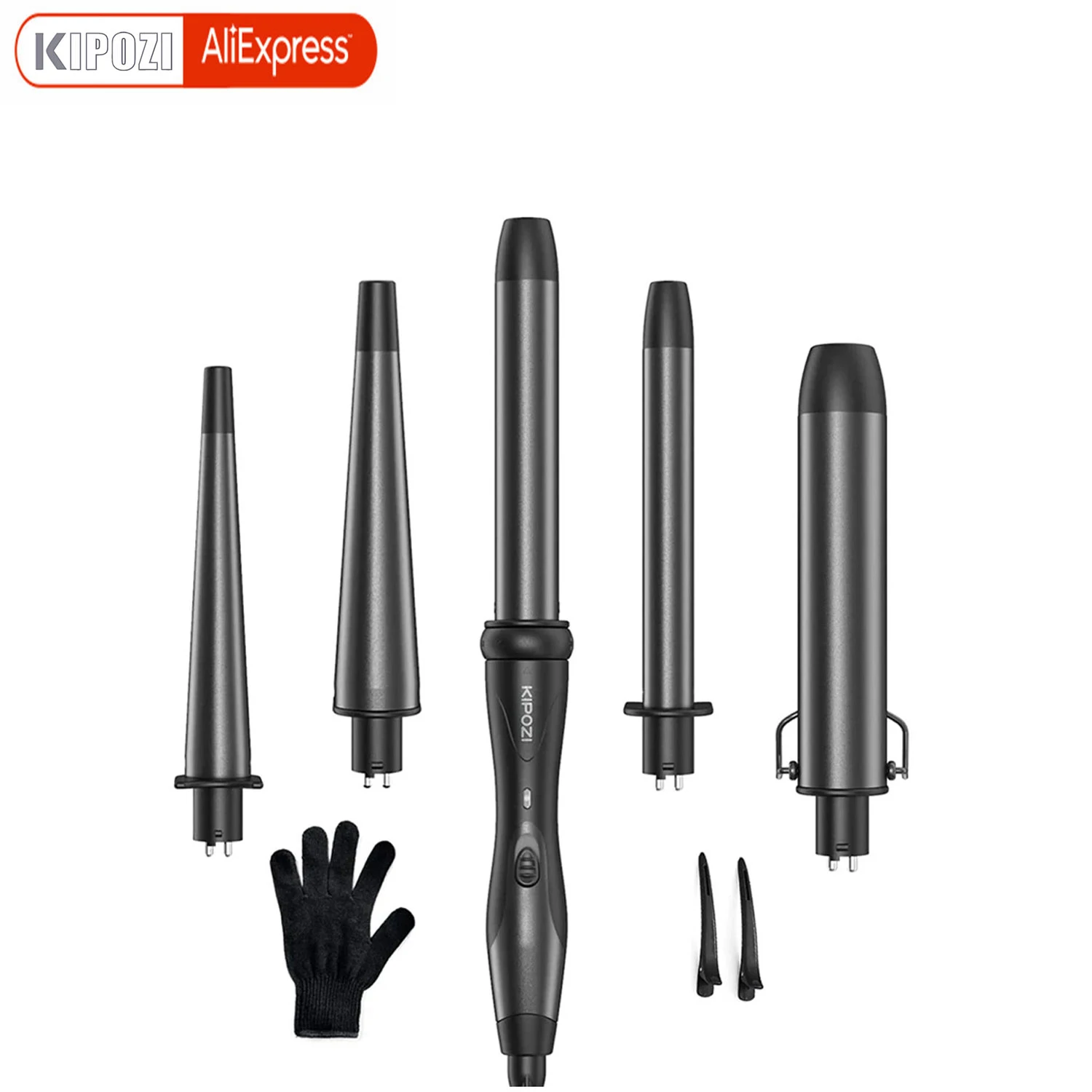 KIPOZI Professional Curling Iron 5-in-1 Hair Tools Instant Heating Electric Curling Iron Hot Air Brush Ceramic Barrels for Woman