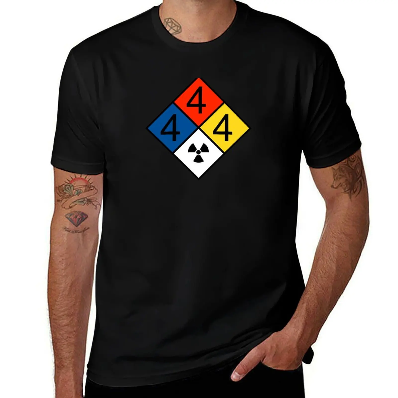 warning radioactive NFPA diamond T-Shirt Trendy Print Short Sleeve T-Shirt