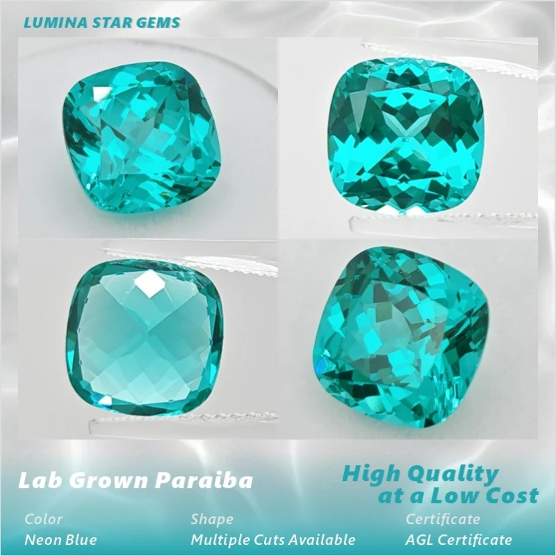 

lab Grown Paraiba Heart Cut Neon Blue Gemstone for DIY Advanced Jewelry Making Inlay Ring Necklace Selectable AGL Certificate