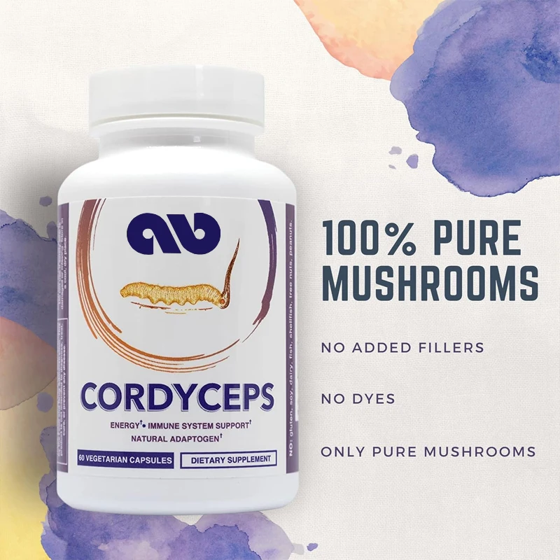 Pure Cordyceps Mushroom Capsules, 500mg, 60 capsules, immune support, non GMO, vegetarian, ketogenic friendly, gluten free