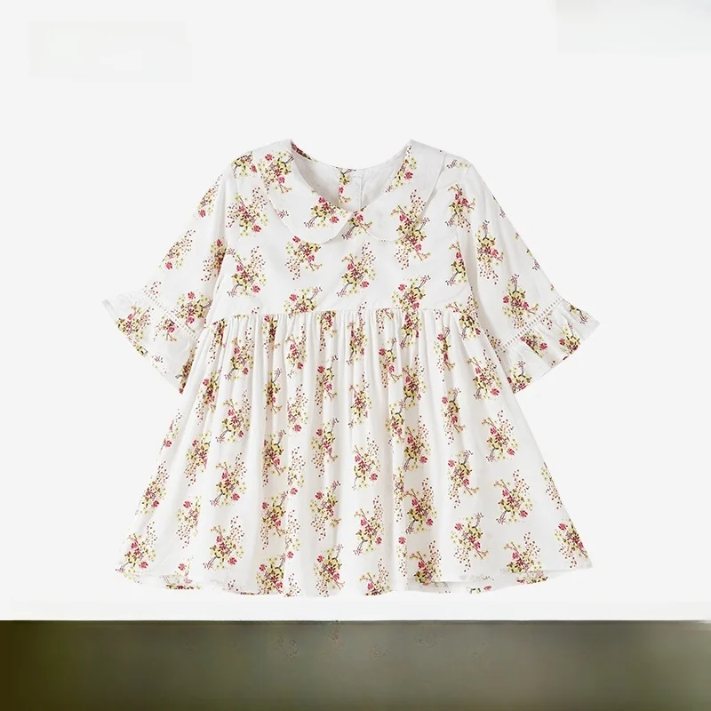 

Aierjian детское платье с цветочным принтом для маленьких девочек ort Sve Bell Sve кукольный воротник Dr летняя милая детская одежда