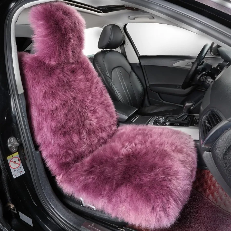 

Fluffy Fuzzy Sheepskin Car Seat Cover for Front Seats with Long Wool Texture Universal Fit for Most Cars SUVs Trucks Minivans A