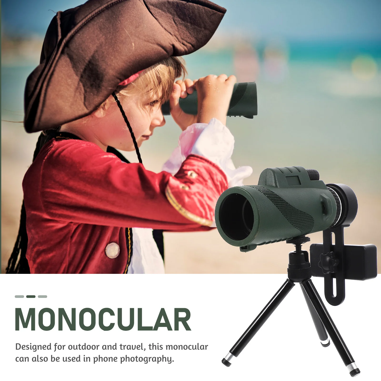 

12X50 Outdoor Monocular Telescope For Birdwatching Hiking Camping Wide Angle High Magnification Waterproof Shockproof Portable