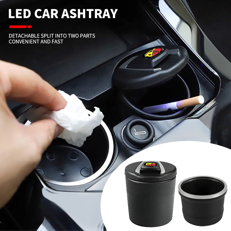 

Auto LED Portable Multifunctional Ashtray Car Accessories For Abbas Abarth Lingua Legno Punto 125 500 595 OT2000 Stilo Ducato
