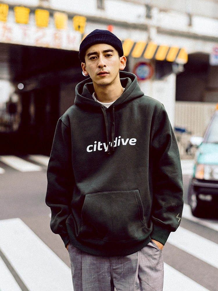 Citydive Warm Hoodie Heavyweight Printed Oversized Hooded Sweatshirt Thickened Insulated Fleece Casual Unisex Winter Jacket