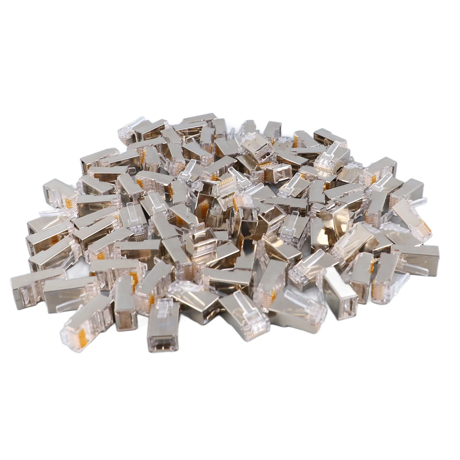 100Pcs CAT6 RJ45 Metal Shielded Connector Safe Reliable Net Shielded RJ45 End Connector Kit