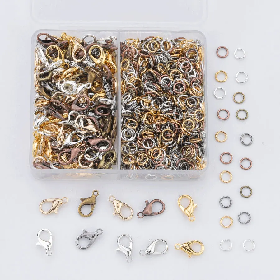 350pcs/box White K Color Open Jump Rings And 50pcs Lobster Clasps 300pcs Open Rings, Bracelet Necklace Connector DIY Jewelry Mak