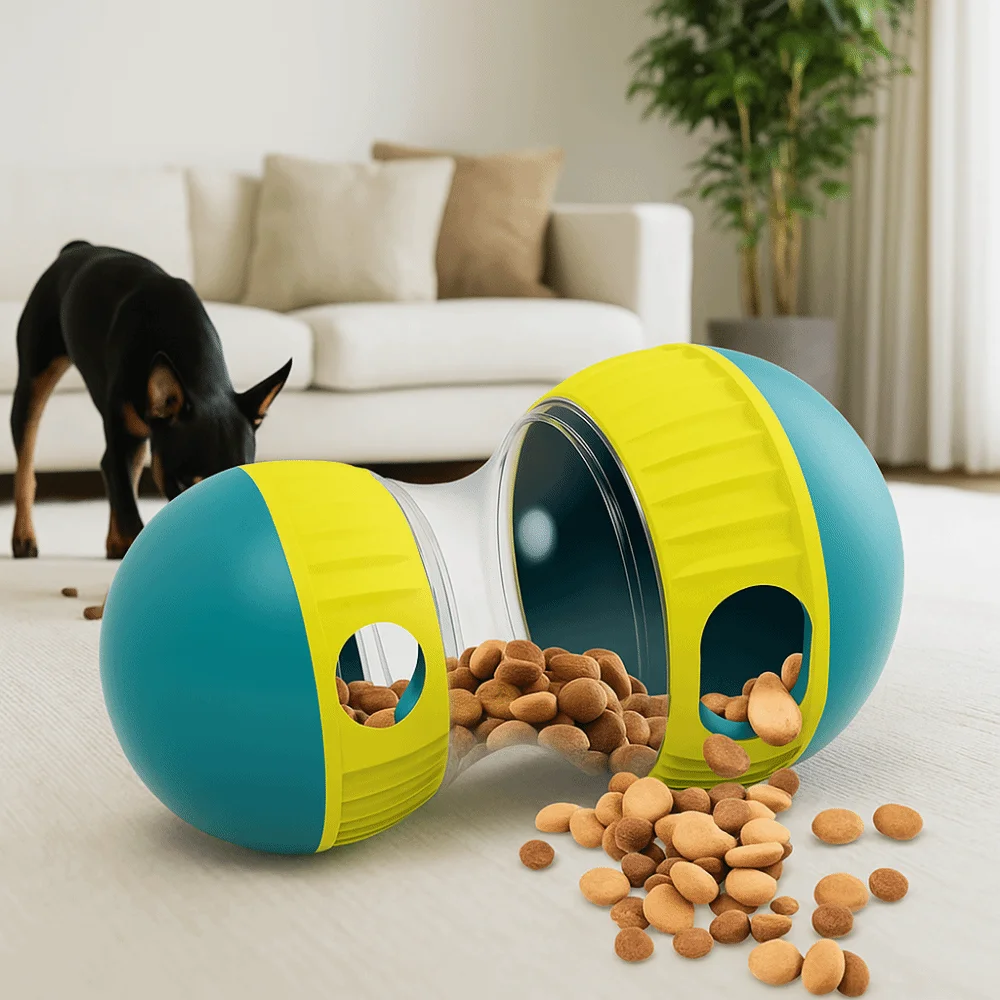 

Plastic Dog Treat Leaking Interactive Digestion-Improving Pet Training Ball Treat Dispensing Bite-resistant Pet Food Dispenser