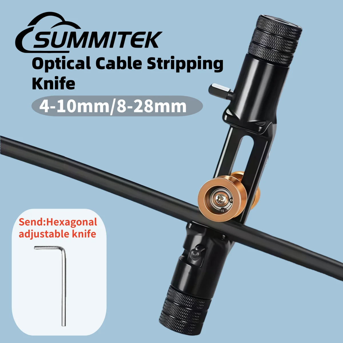 

SUMMITEK ACS-2 Armored Wire Stripper 4-10mm&8-28mm Optical Cable Slitter Fiber Optic Stripping Tool Jacket Slitter Sheath Cutter