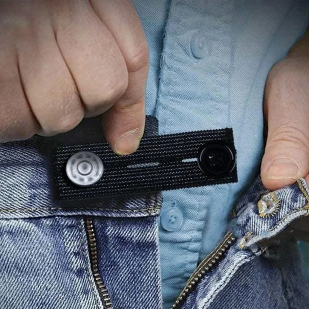 

4PCS Unisex Waistband Elastic Extension Button Pants Adjustable Button Maternity Pants Stretch Button