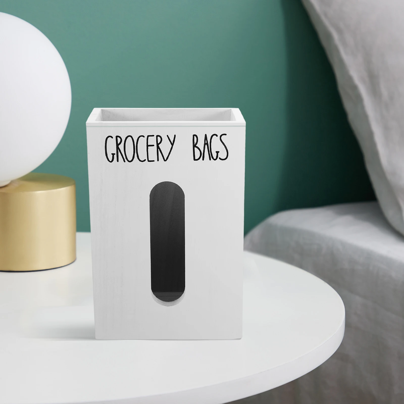 

Storage Box Garbage Bags Saver Grocery Organizer Trash Holder Dispenser Rustic for Plastic White Finish