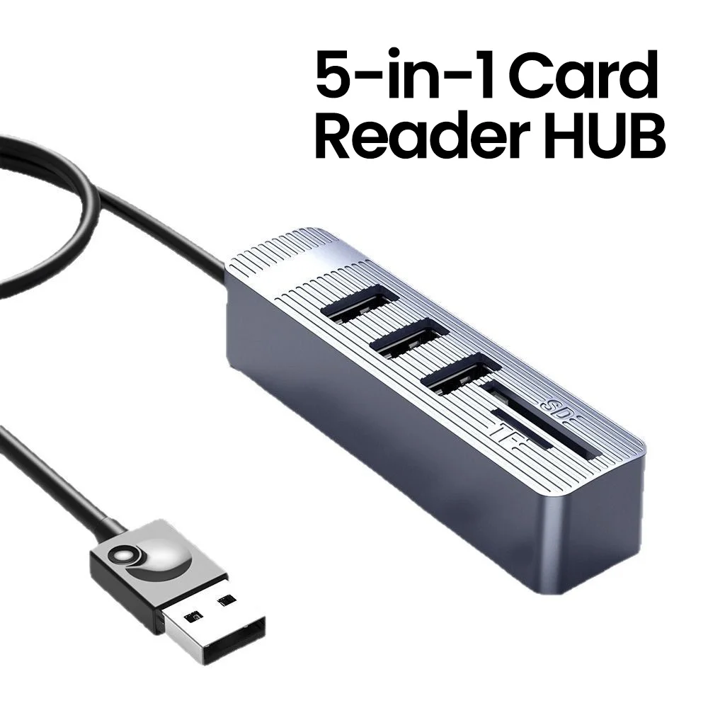 5 in 1 USB 2.0 Card Reader HUB Multifunction SD TF Card Slot Expansion Dock USB Hub Splitter For PC Computer Accessories U-disk