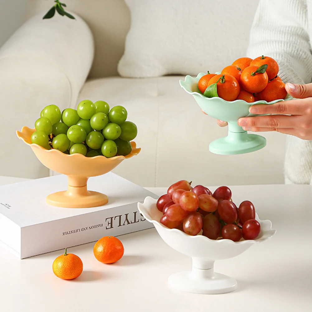 

2pcs Fruit Dish Snack Serving Plate Desktop Food Display Decorative Tray Creative Tray Utility Plate Dry Fruit Dish Plastic