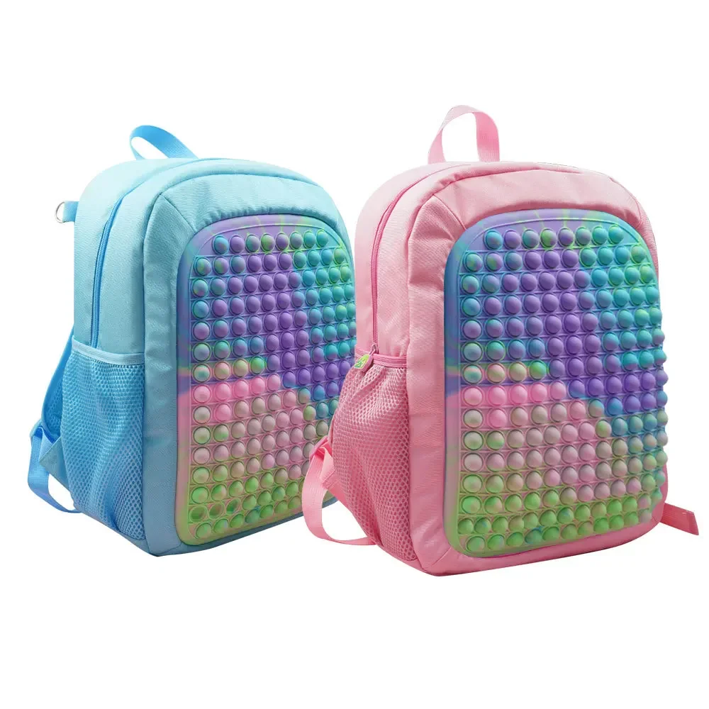Pop sua mochila para o bebê meninos meninas empurrar bolha fidget brinquedos alívio do estresse anti-stress squishy anti-stress schoolbag crianças