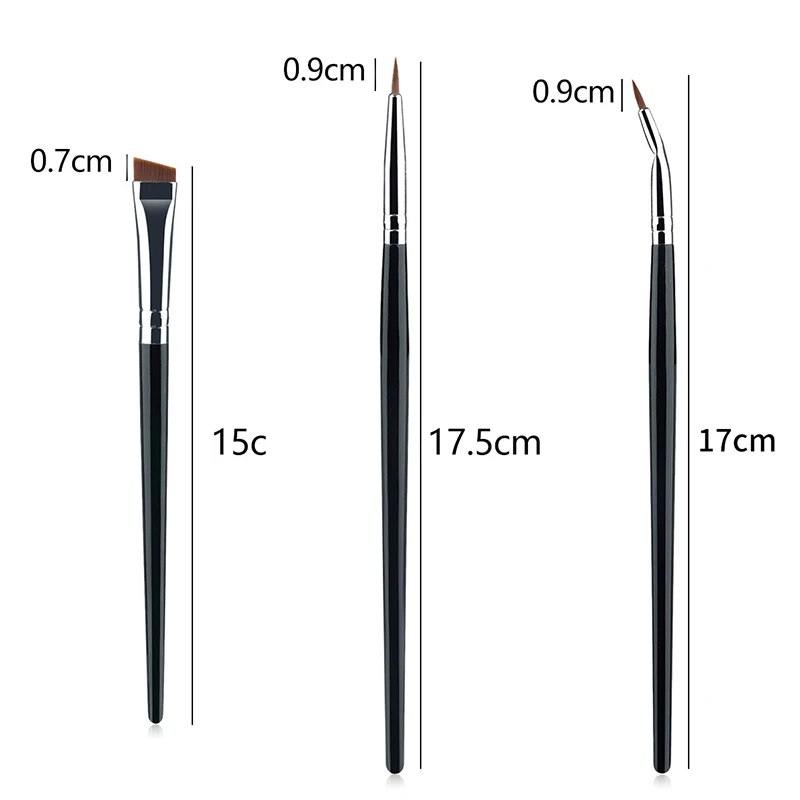 Juego de pinceles delineadores de ojos doblados ultrafinos, 3 uds., detalle de maquillaje, desgarro de ojos, delineador fino, corrector, hoja angular, cepillo para cejas