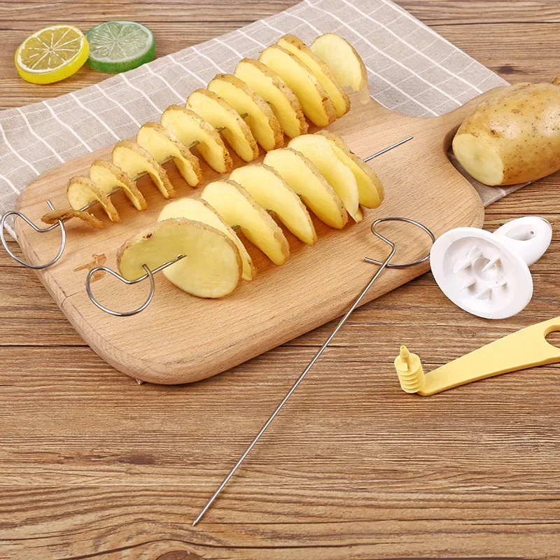 Protable Potato BBQ Skewers For Camping Chips Maker slicer Potato Spiral Cutter Barbecue Tools Kitchen Accessories kitchen gadge image 2