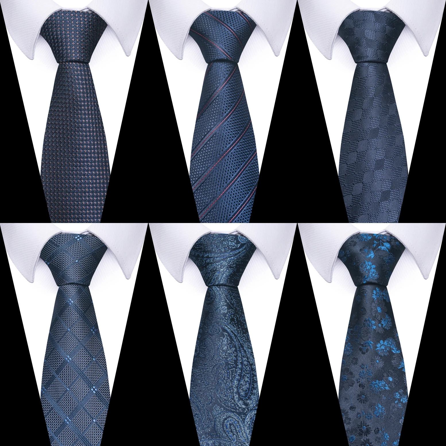 

100% Silk Brand Dark Blue Tie For Men New Design 7.5 cm Jacquard Silk Necktie Men Suit Accessories Fit Formal Party Wedding