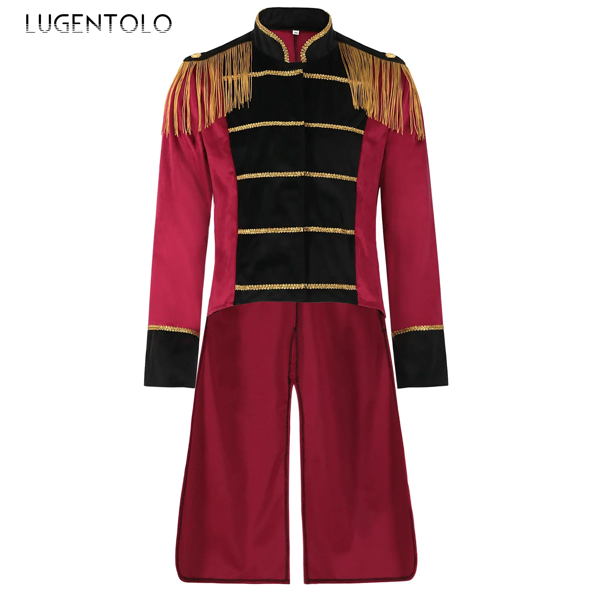 Gabardina Punk para hombre, disfraz Medieval, abrigo Retro informal con cuello levantado, tambores de circo, chaquetas largas para fiesta de Halloween