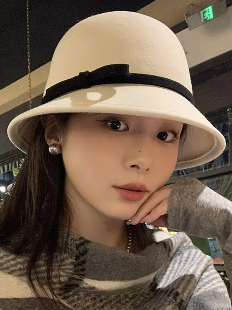 Nowy zimowy jesienny damski kapelusz typu Bucket francuski top w stylu retro brytyjski styl ochrona sztuczne futro elegancka termiczna czapka rybaka — zdjęcie 2