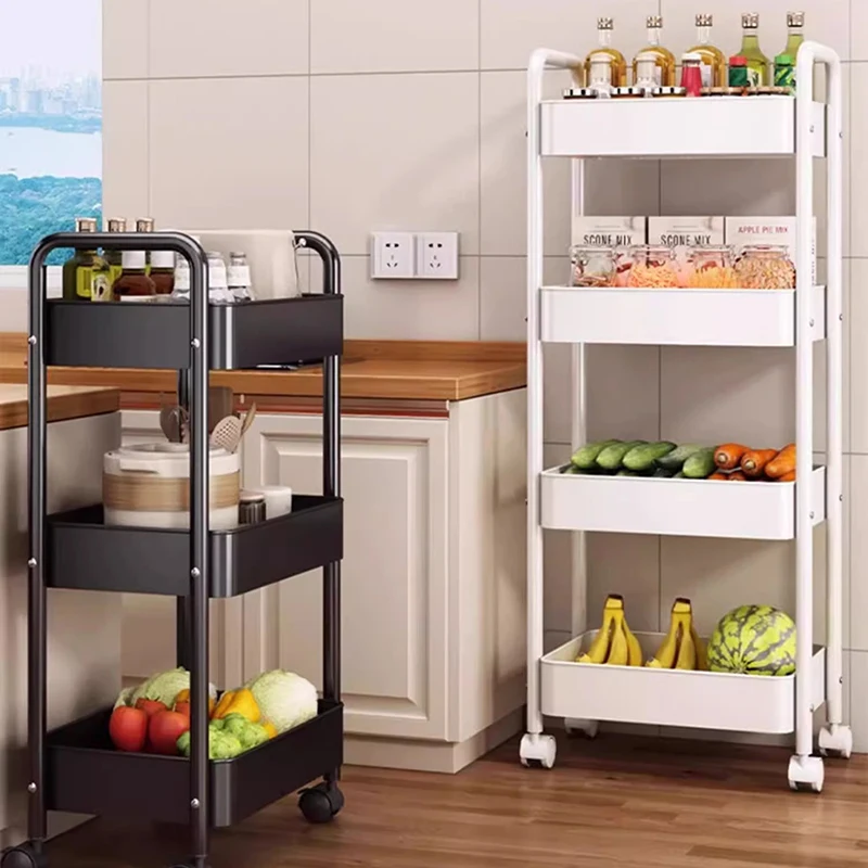 

Trolley Storage Rack Kitchen Floor To Ceiling Bedroom Multi-level Mobile With Wheels Bathroom Storage Rack Salon Furniture